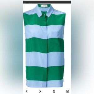 Stella McCartney Green and baby blue Sleeveless button down top size 34